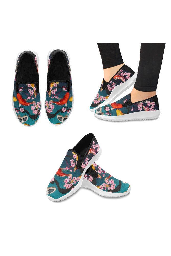 koi day Orion Slip-on Women's Canvas Sneakers (Model 042) - Objet D'Art