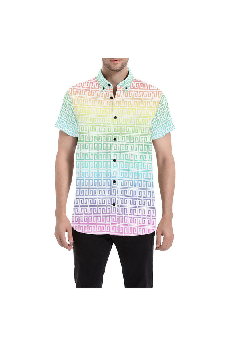 Rainbow Greek Key Men's All Over Print Short Sleeve Shirt - Objet D'Art