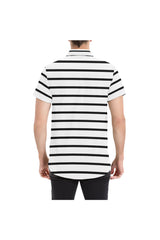 Camisa de manga corta con estampado integral de rayas horizontales para hombre - Objet D'Art Online Retail Store