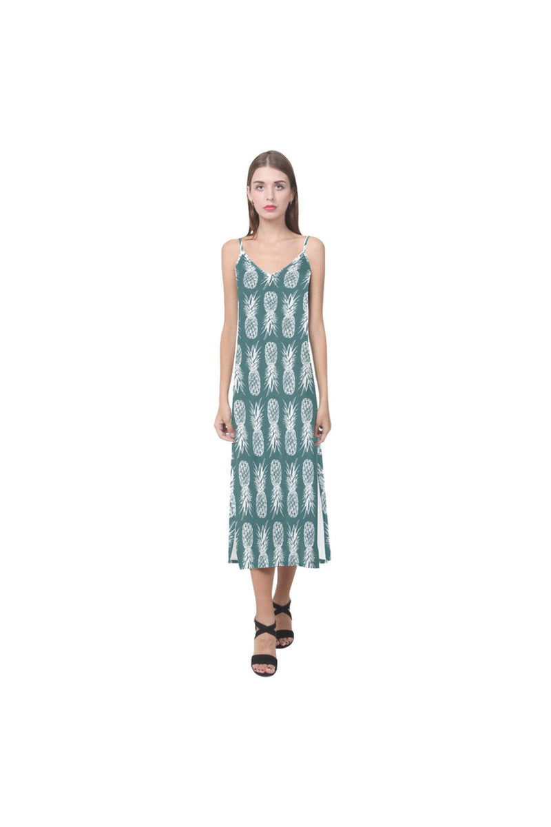 Piney Appey V-Neck Open Fork Long Dress - Objet D'Art Online Retail Store