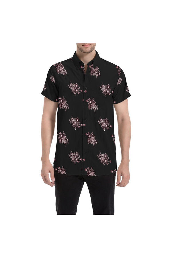 Midnight Black Floral Men's All Over Print Short Sleeve Shirt/Large Size (Model T53) - Objet D'Art