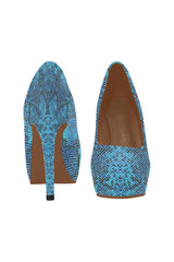 Blue Snakeskin Women's High Heels - Objet D'Art