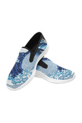 blue wave7 Orion Slip-on Women's Canvas Sneakers (Model 042) - Objet D'Art