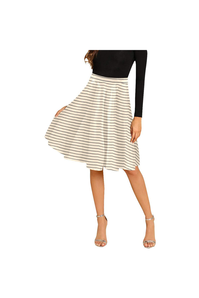 Wheat Striped Melete Pleated Midi Skirt - Objet D'Art