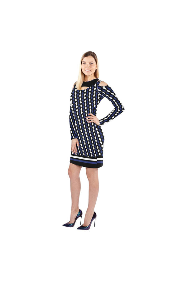 Harlequin Moments Cold Shoulder Long Sleeve Dress - Objet D'Art