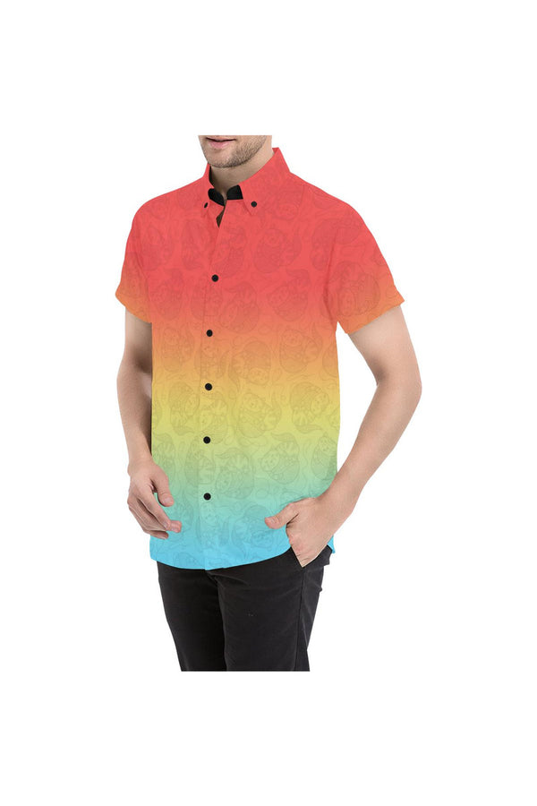 Ombre Kitty Kat Men's All Over Print Short Sleeve Shirt (Model T53) - Objet D'Art