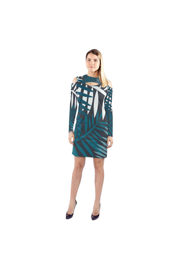 Moonlit Leaves Cold Shoulder Long Sleeve Dre - Objet D'Art Online Retail Store