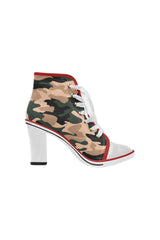 Camo Kicks Women's Lace Up Chunky Heel Ankle Booties (Model 054) - Objet D'Art