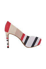 Red & Black Stripe Women's High Heels - Objet D'Art