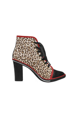 Leopard Spots Women's Lace Up Chunky Heel Ankle Booties - Objet D'Art