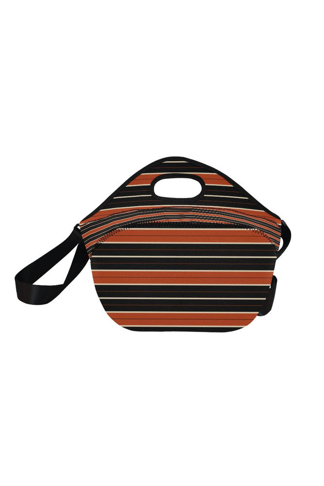 RUST STRIPES Neoprene Lunch Bag/Large (Model 1669) - Objet D'Art