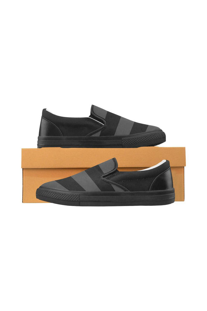 Black Stripes Men's Slip-on Canvas Shoes (Model 019) - Objet D'Art