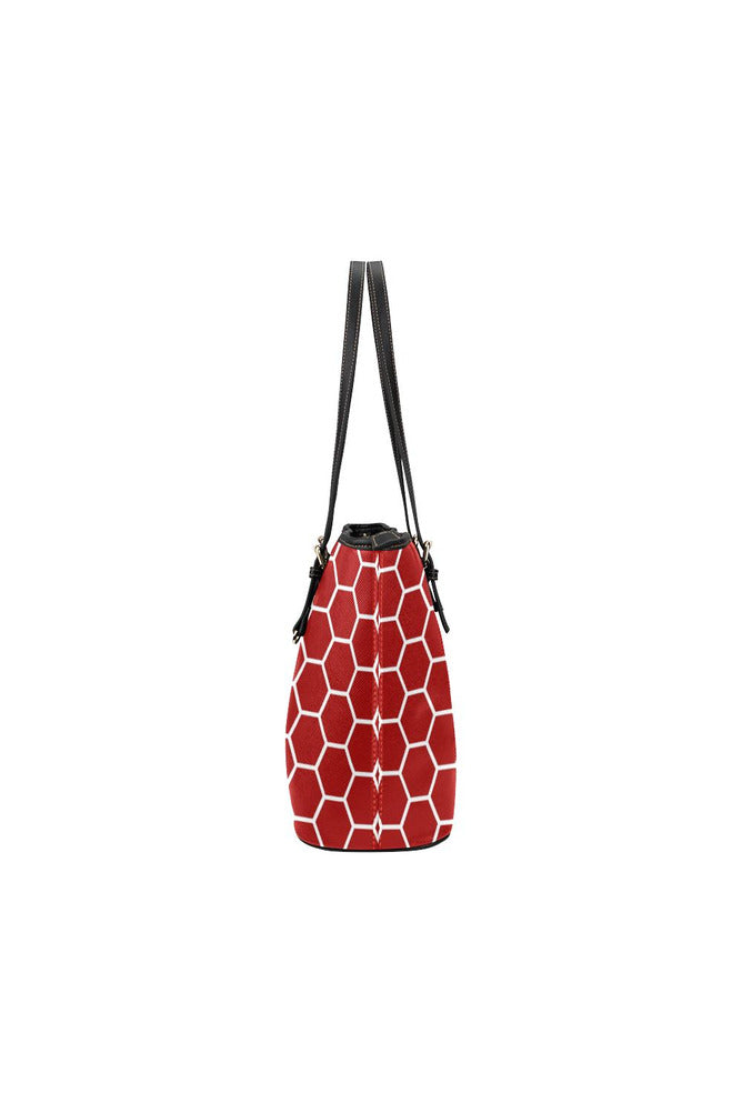 Red Honeycomb Tote Bag Leather Tote Bag/Small - Objet D'Art