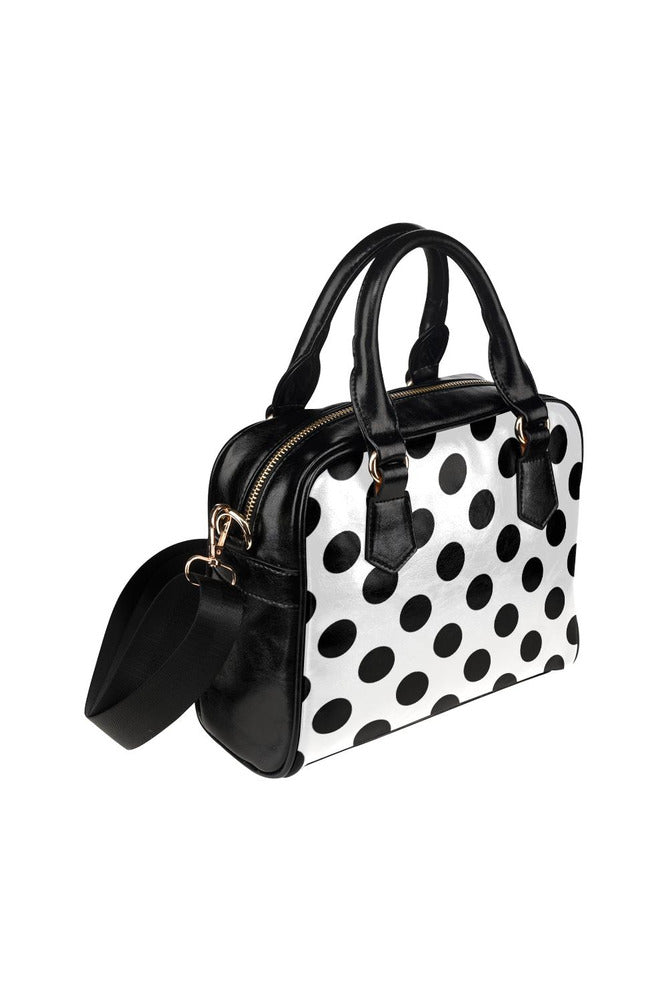 White & Black Polkadots Shoulder Handbag (Model 1634) - Objet D'Art