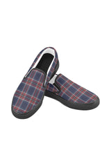 Tartan Blue Men's Slip-on Canvas Shoes (Model 019) - Objet D'Art