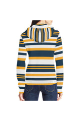 Blue & Gold All Over Print Full Zip Hoodie for Women (Model H14) - Objet D'Art