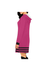 STRIPED PINKH27 - BCK All Over Print Hoodie Mini Dress (Model H27) - Objet D'Art