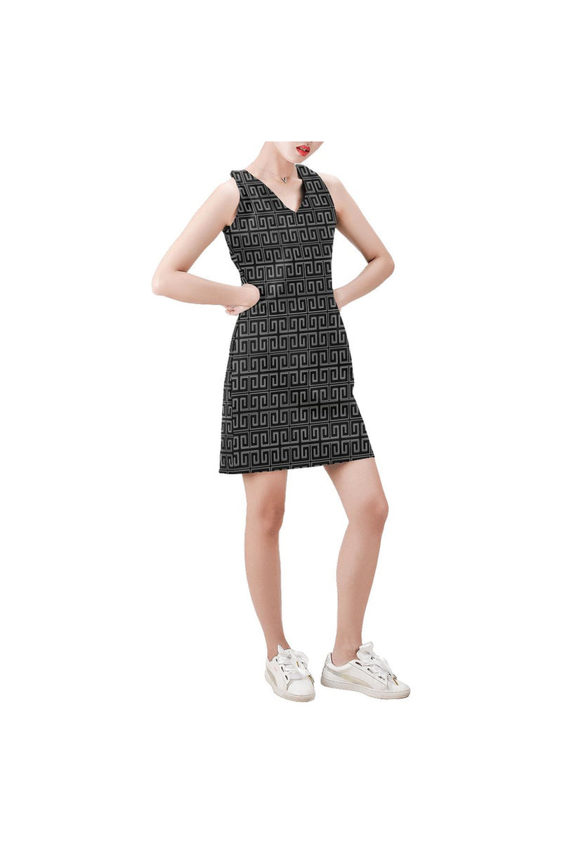 ibeampattern Sleeveless V Neck Dress - Objet D'Art Online Retail Store