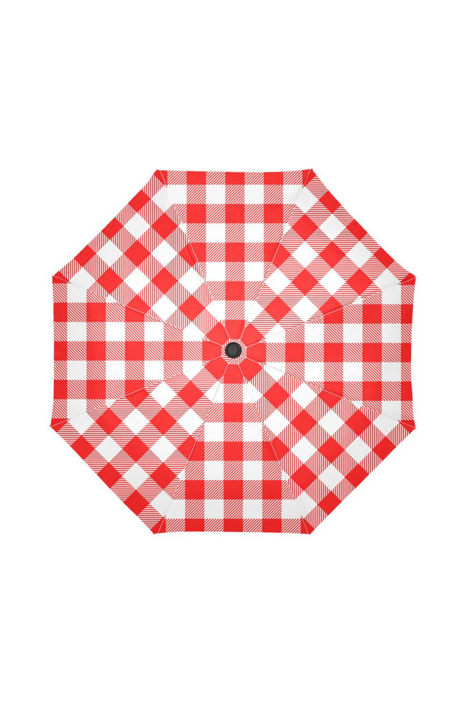 Red Gingham Auto-Foldable Umbrella (Model U04) - Objet D'Art