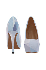 Crepe Pastel Blue Women's High Heels (Model 044) - Objet D'Art