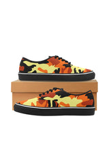 Fall Camouflage Classic Women's Canvas Low Top Shoes (Model E001-4) - Objet D'Art