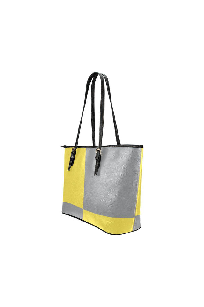 Yellow & Gray Leather Tote Bag/Small - Objet D'Art