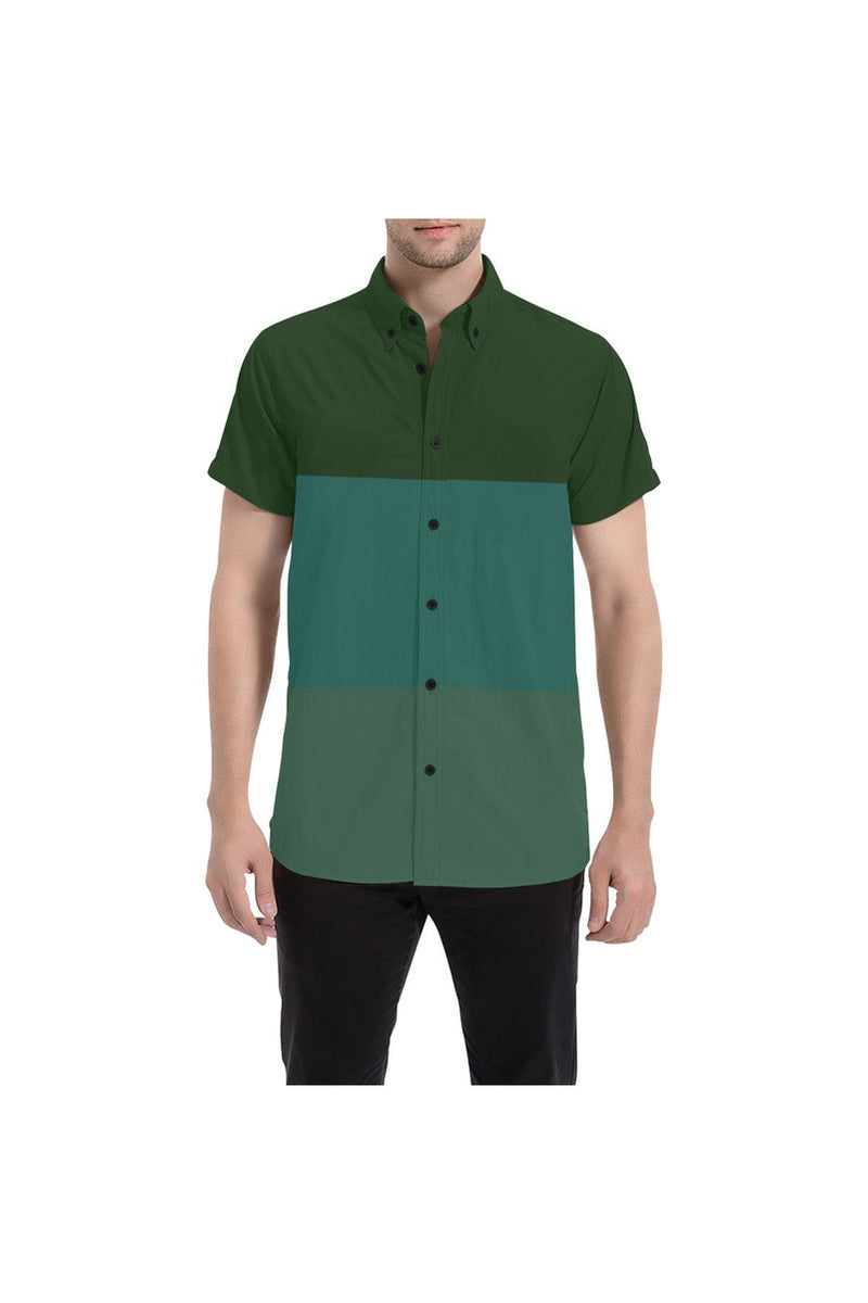 Tri-color in Green Men's All Over Print Short Sleeve Shirt - Objet D'Art