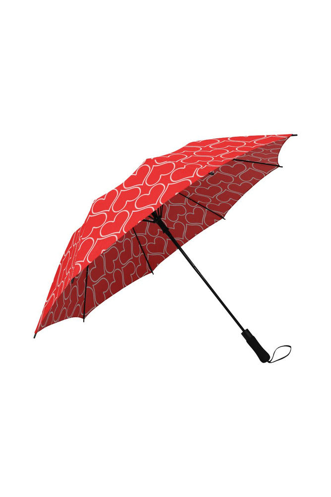 Red Hearts Semi-Automatic Foldable Umbrella - Objet D'Art Online Retail Store