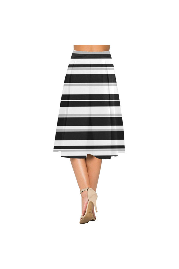 bw stripe D16 - BAND-Recovered Aoede Crepe Skirt (Model D16) - Objet D'Art