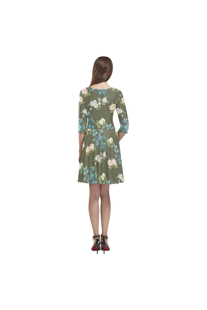 Floral Tethys Half-Sleeve Skater Dress - Objet D'Art