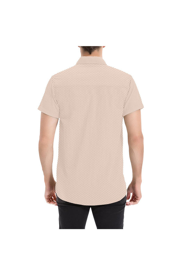 Beige Polka Dot Men's All Over Print Short Sleeve Shirt - Objet D'Art Online Retail Store