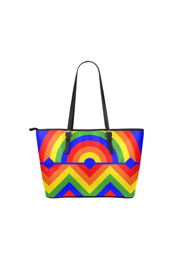 Rainbow in Abstract Leather Tote Bag/Small - Objet D'Art