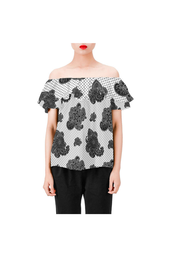 Paisley Hearts Women's Off Shoulder Blouse with Ruffle - Objet D'Art Online Retail Store