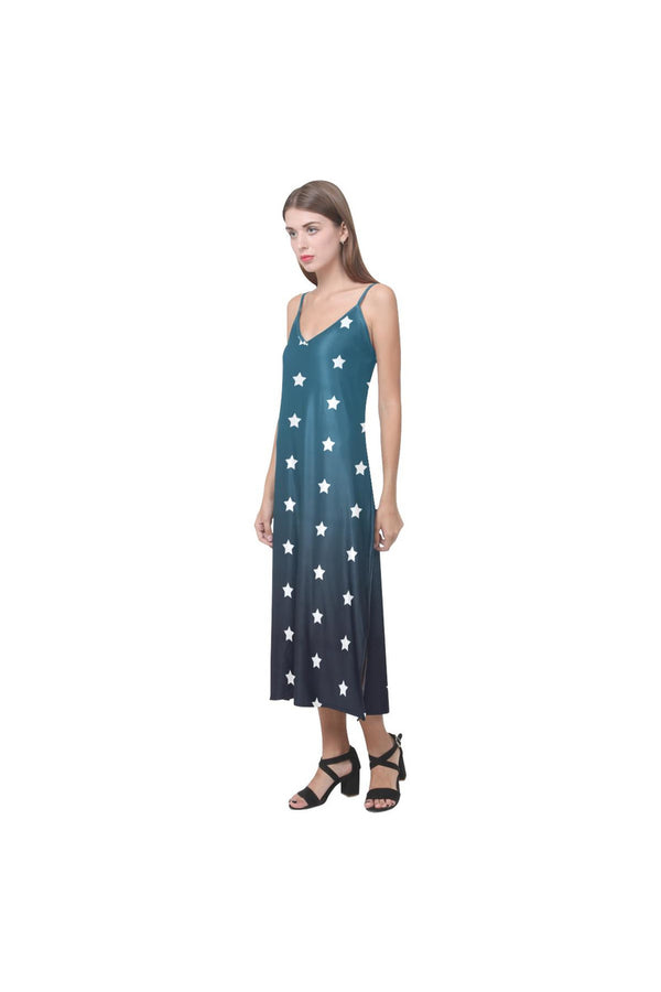 Starry Twilight V-Neck Open Fork Long Dress - Objet D'Art