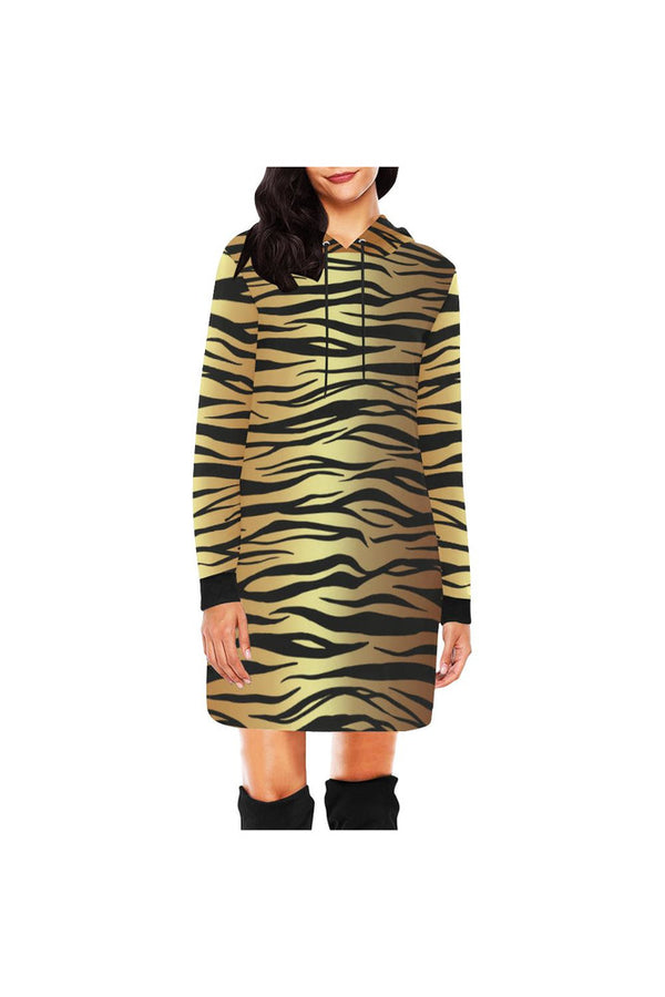Golden Tiger Print Hoodie Mini Dress - Objet D'Art