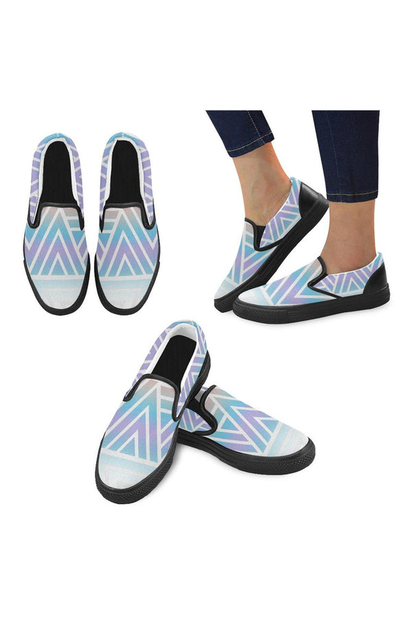 triangle lyra vamp Women's Slip-on Canvas Shoes (Model 019) - Objet D'Art