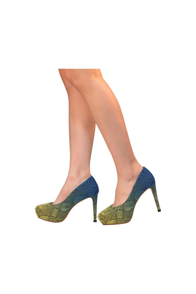 blue yellow ombre heels Women's High Heels (Model 044) - Objet D'Art