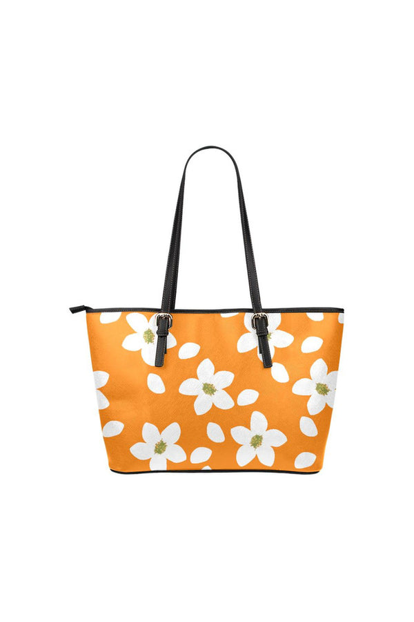 Flower White Turmeric Purse Leather Tote Bag/Small - Objet D'Art