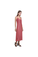 coral orange V-Neck Open Fork Long Dress(Model D18) - Objet D'Art