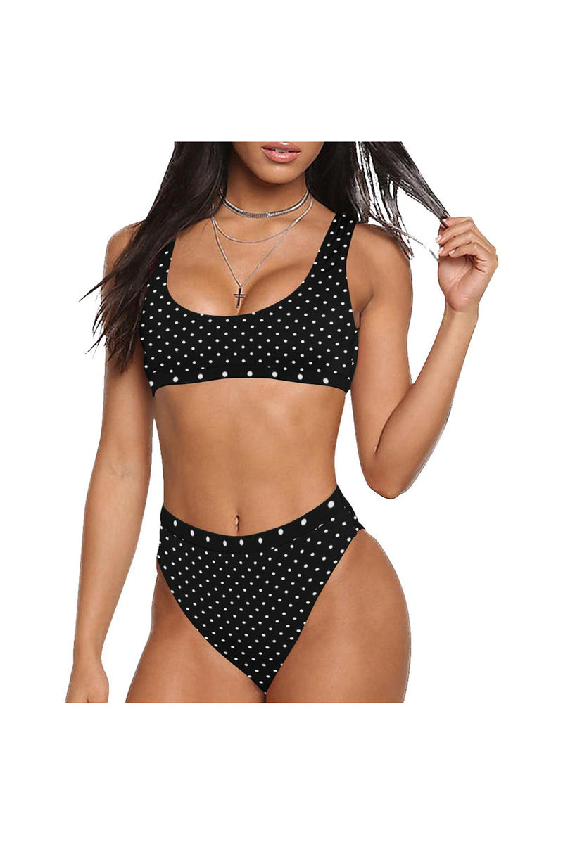 Micro Polka Dot Sport Top & High-Waist Bikini Swimsuit - Objet D'Art