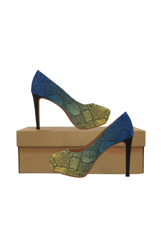 blue yellow ombre heels Women's High Heels (Model 044) - Objet D'Art