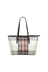 Pepper Stem Plaid D15 BACK Leather Tote Bag/Small (Model 1651) - Objet D'Art