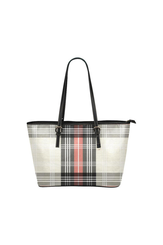 Pepper Stem Plaid D15 BACK Leather Tote Bag/Small (Model 1651) - Objet D'Art