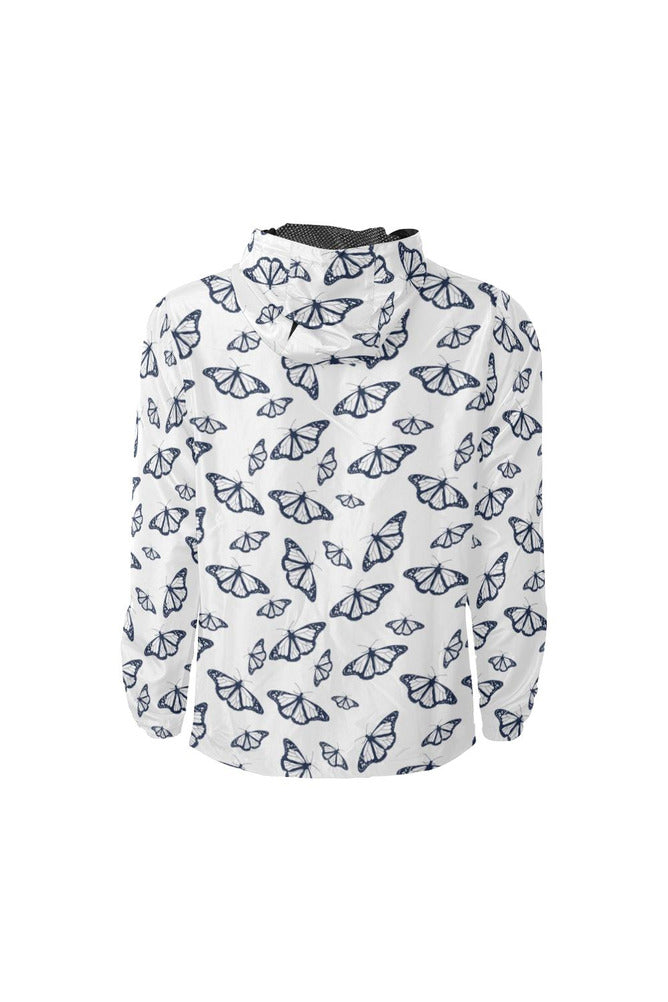 wht butterfly H23 HOOD LR Unisex All Over Print Windbreaker (Model H23) - Objet D'Art