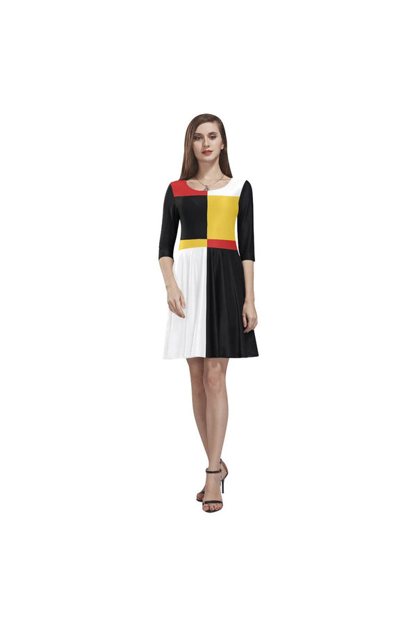 Mondrian Tethys Half-Sleeve Skater Dress - Objet D'Art