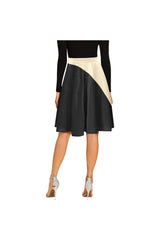 Two-Tone Crème and Black Melete Pleated Midi Skirt - Objet D'Art