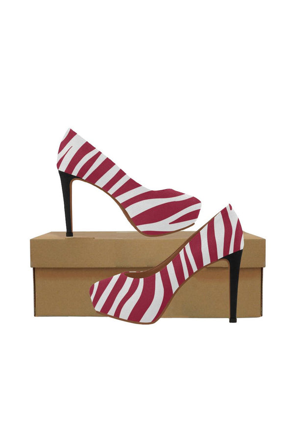 jester red stripe pumps heels Women's High Heels (Model 044) - Objet D'Art