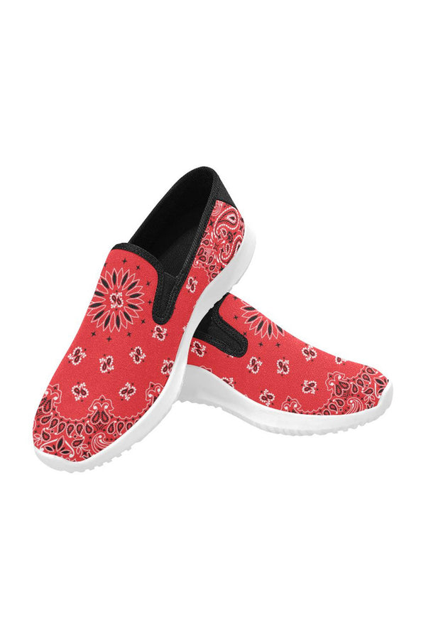 red bandana Orion Slip-on Women's Canvas Sneakers (Model 042) - Objet D'Art