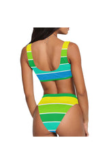 Rainbow Bright Artsadd Sport Top & High-Waisted Bikini Swimsuit (Model S07) - Objet D'Art