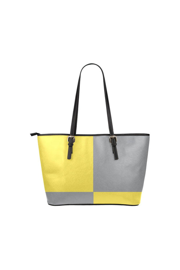 Yellow & Gray Leather Tote Bag/Small - Objet D'Art